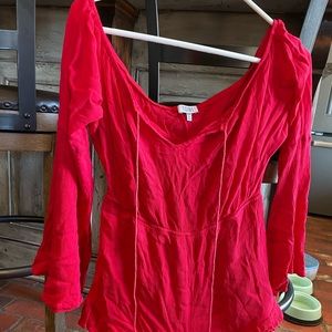 Red off shoulder romper